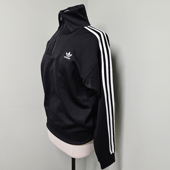 Adidas Adicolor Funnel Neck Track Top Pullover Black Qtr Zip Jacket Small NWT - Picture 9 of 16
